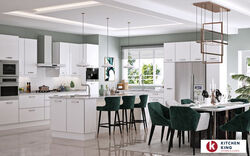 Buy WHITE MODERN KITCHEN WITH ISLAND - COLLECTION from Kitchen King Uae in UAE