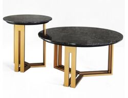 Buy SET OF 2 NATURAL MARBLE SIDE TABLE from Ebarza Furniture in UAE