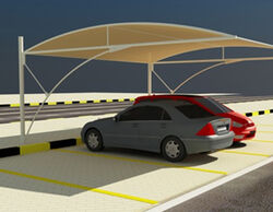 Buy DOWN SUPPORT CANTILEVER CAR PARKING SHADES from Al Mumtaz Tents in UAE