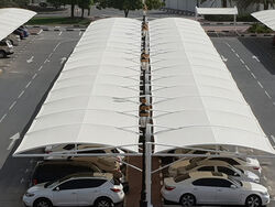 Buy DOUBLE HANGING TOP SUPPORT CANTILEVER CAR PARKING  from Al Mumtaz Tents in UAE