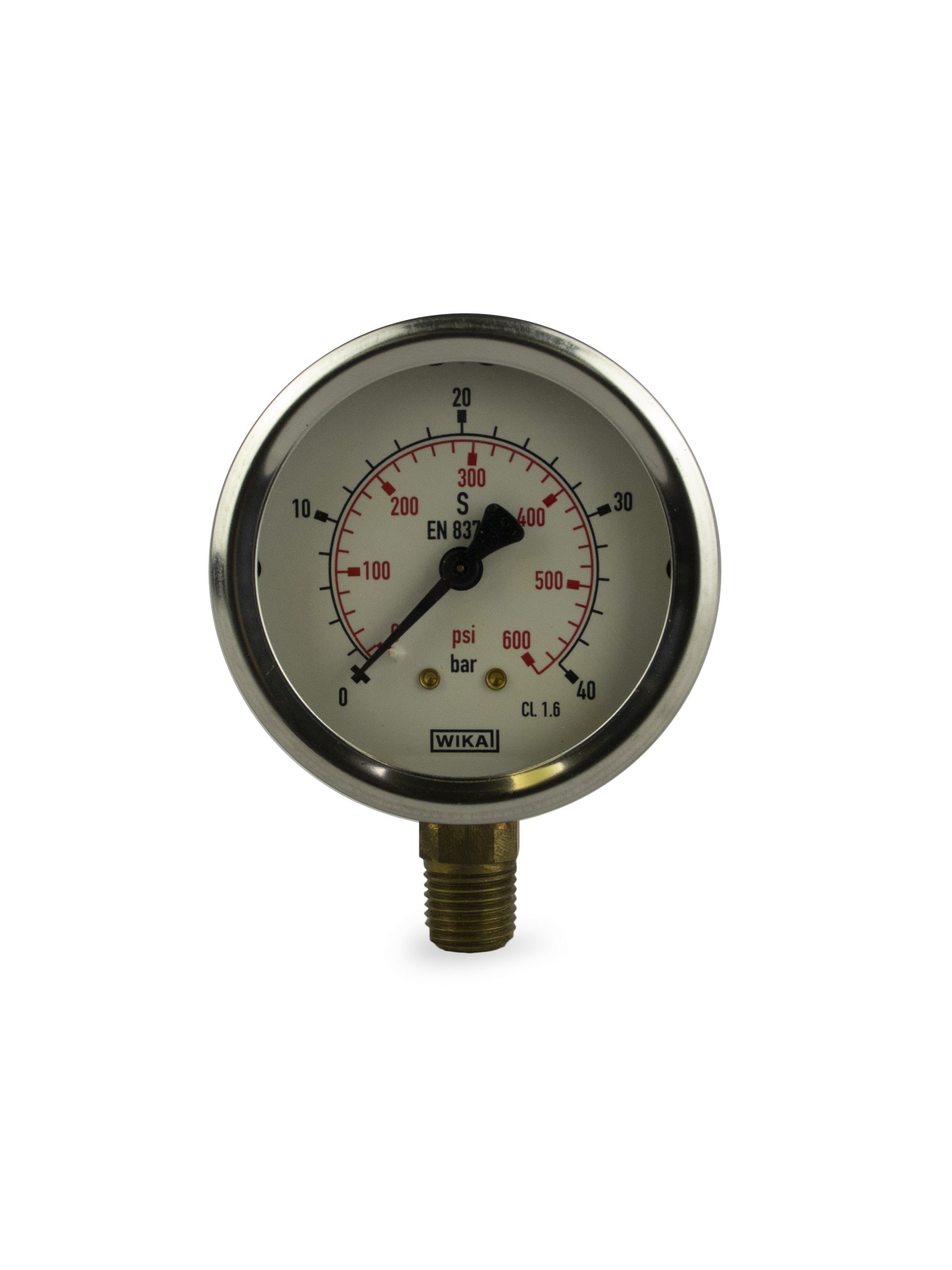 PRESSURE GAUGE 0-40 BAR DIAMETER 2 1/2 Inches CONNECTION 1/4 Inches , WIKA