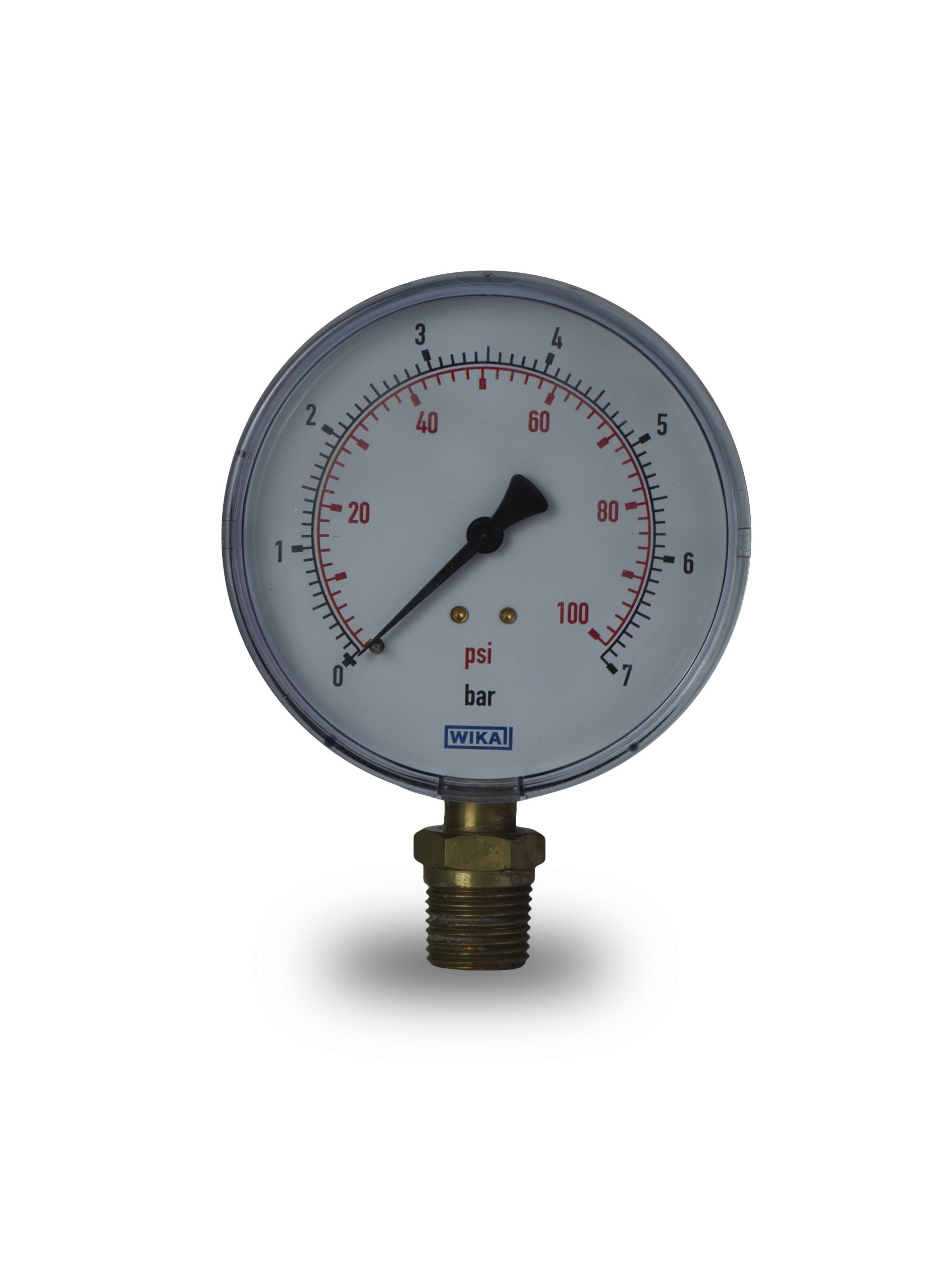 PRESSURE GAUGE 0-7 BAR DIAMETER 4 Inches CONNECTION 1/2 Inches , WIKA from Gas Equipment Company Llc Abu Dhabi, UNITED ARAB EMIRATES