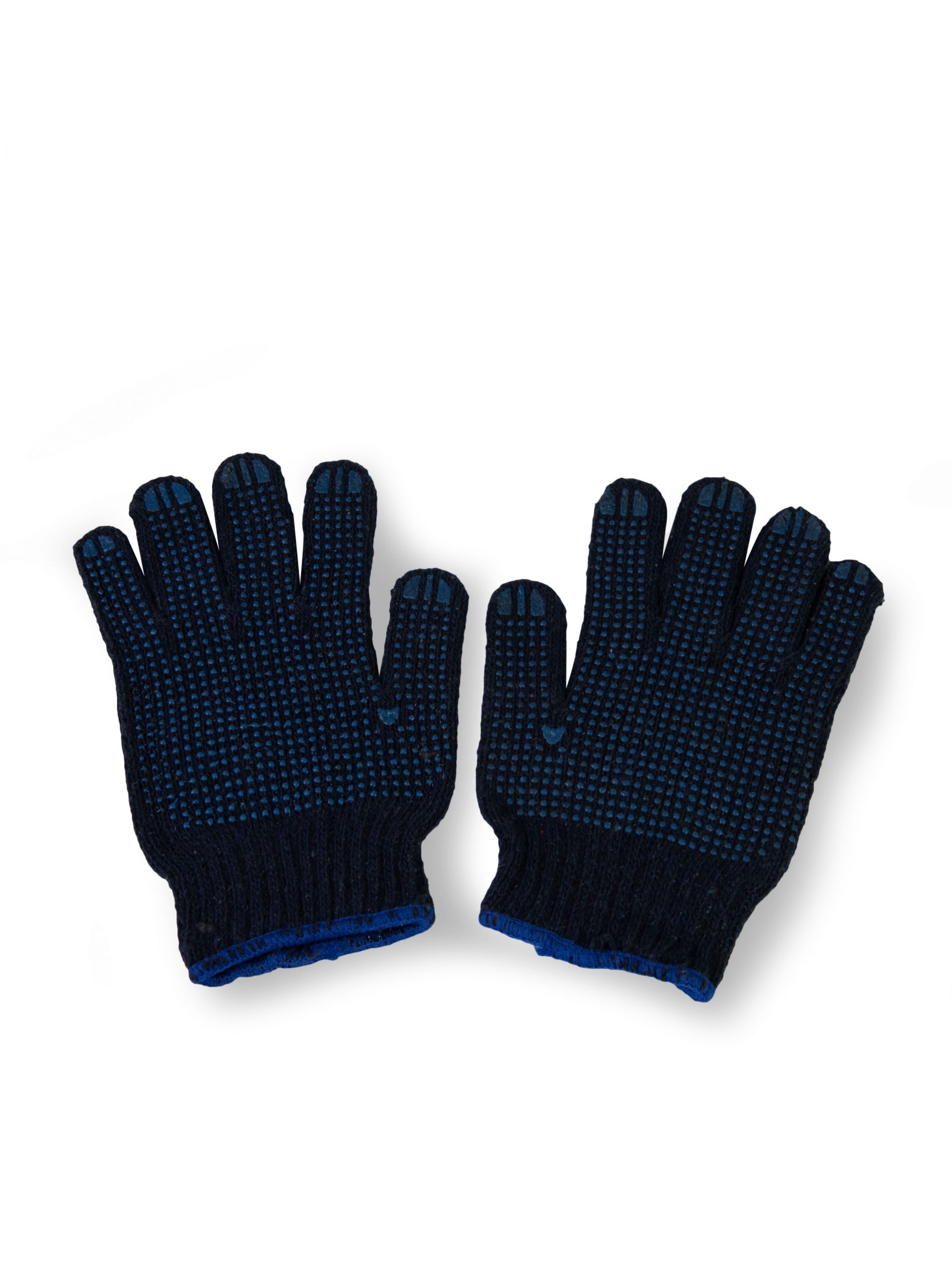 COTTON DOUBLE DOTTED HAND GLOVES BLUE COLOR