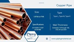 Copper Pipe from Piping Material Fujairah, UNITED ARAB EMIRATES