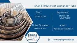 SA 213 Tp304 Heat Exchanger Tube from Piping Material Fujairah, UNITED ARAB EMIRATES