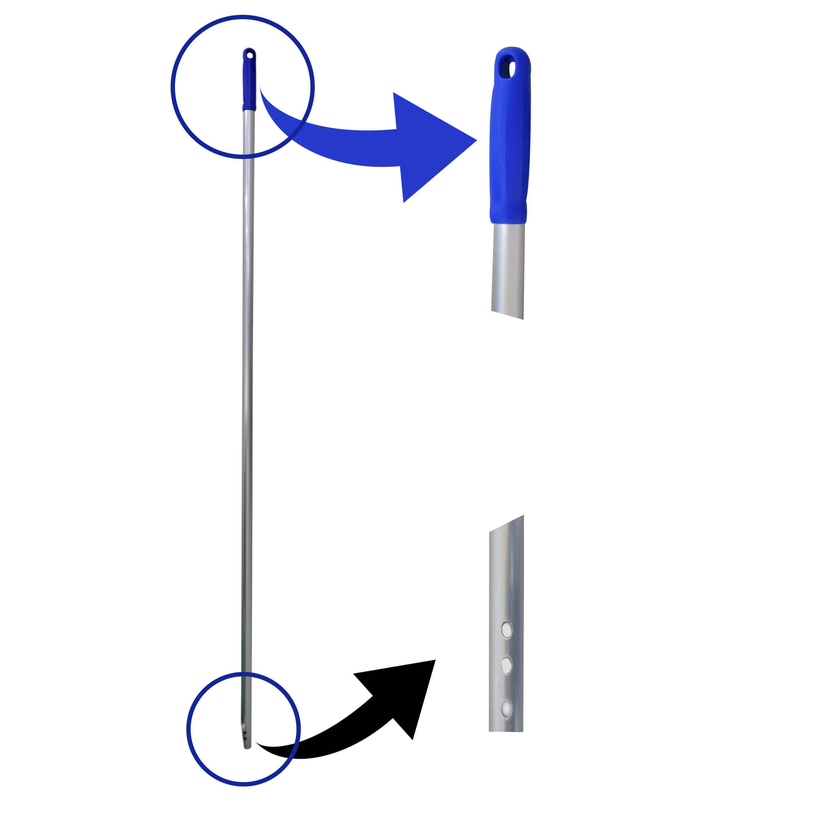 Buy ALUMINUM HANDLE WITH COLORED GRIP AND THREE HOLES | 140 CM from Kaddah Cleaning Equipment in UAE