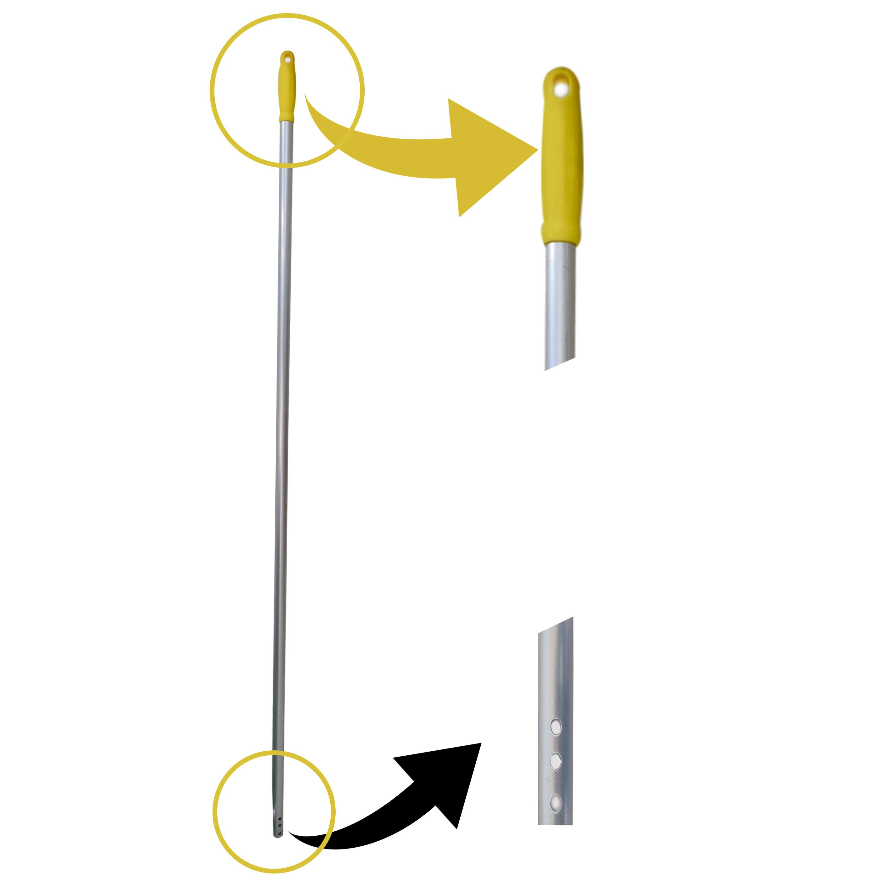 Buy ALUMINUM HANDLE WITH COLORED GRIP AND THREE HOLES | 140 CM from Kaddah Cleaning Equipment in UAE