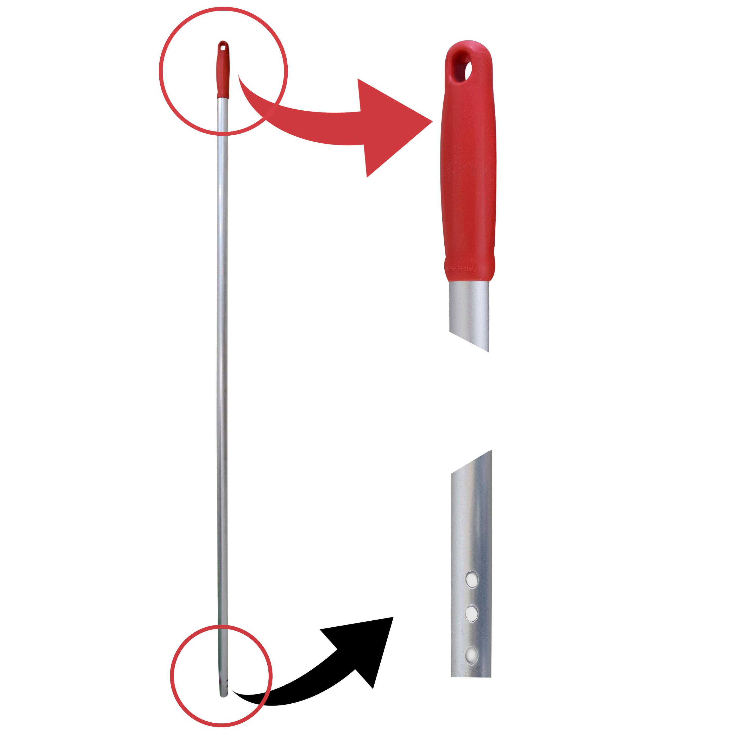 Buy ALUMINUM HANDLE WITH COLORED GRIP AND THREE HOLES | 140 CM from Kaddah Cleaning Equipment in UAE
