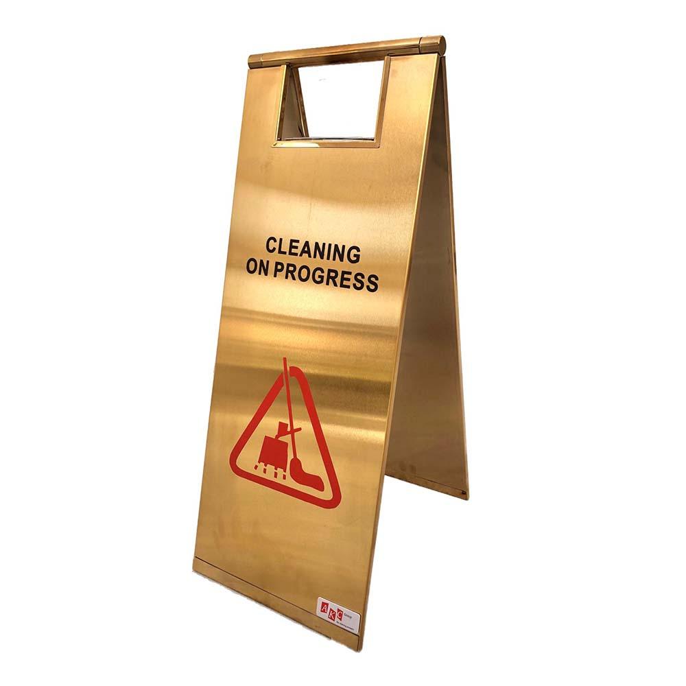 Buy CLEANING ON PROGRESS CAUTION SIGN IN GOLDEN COLOR from Kaddah Cleaning Equipment in UAE