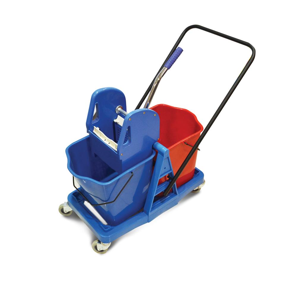 Buy DOUBLE BUCKET MOP TROLLEY | 50LTR | RED & BLUE from Kaddah Cleaning Equipment in UAE