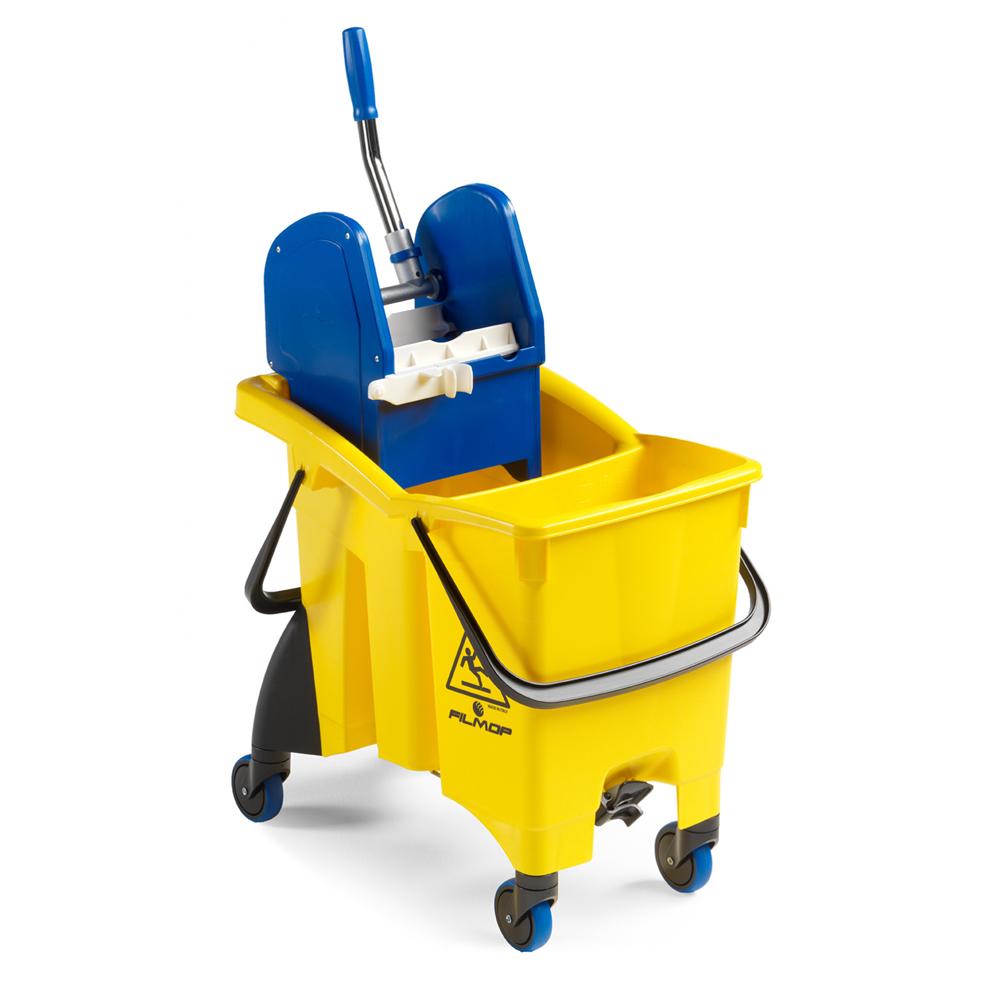 Buy DOUBLE SPLIT BUCKET MOP TROLLEY | 30LTR | YELLOW from Kaddah Cleaning Equipment in UAE