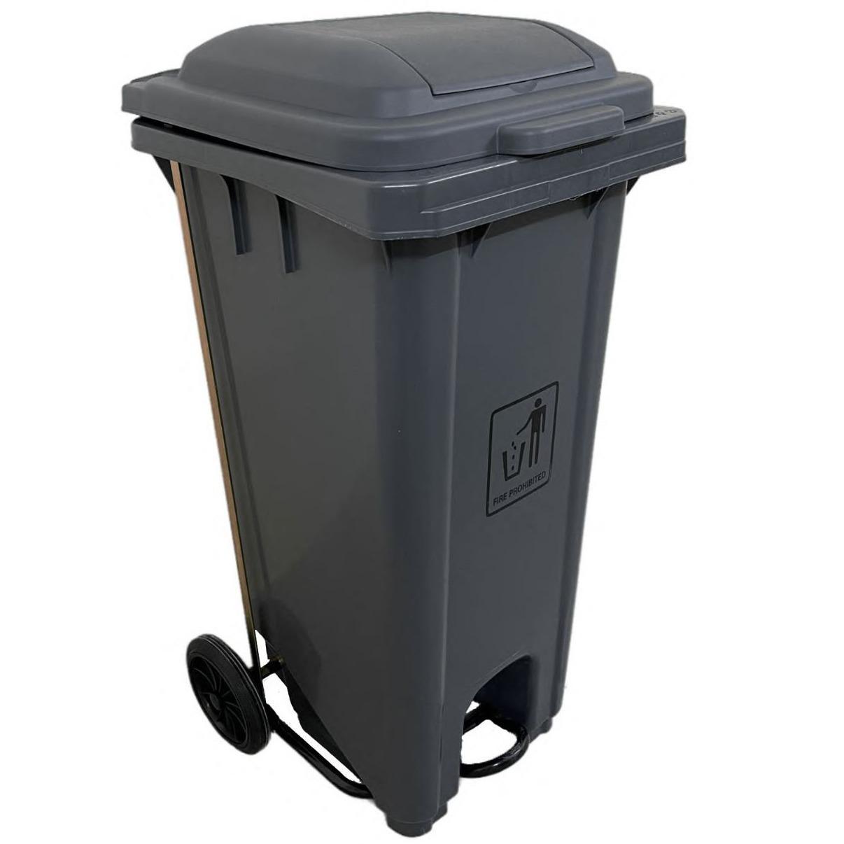 Buy FRONT PEDAL OPERATED PLASTIC GARBAGE BIN 120L GRAY from Kaddah Cleaning Equipment in UAE