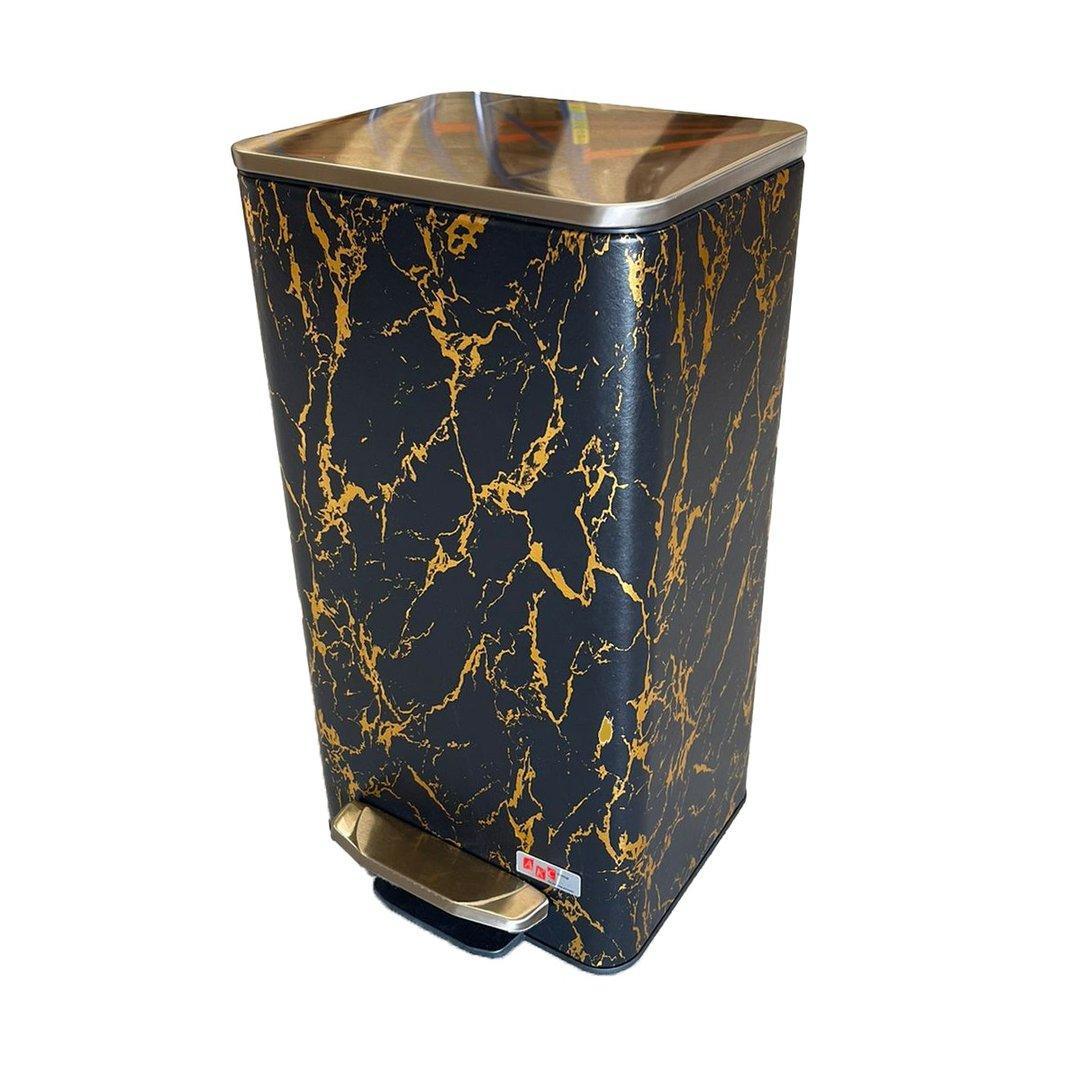 Buy LEATHER COATED STEEL BIN WITH PLASTIC LINER AND SLOW MOTION CLOSING BLACK 12 LITERS from Kaddah Cleaning Equipment in UAE