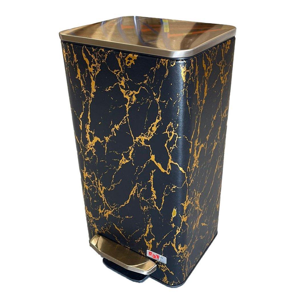 Buy LEATHER COATED STEEL BIN WITH PLASTIC LINER AND SLOW MOTION CLOSING BLACK 21 LITERS from Kaddah Cleaning Equipment in UAE