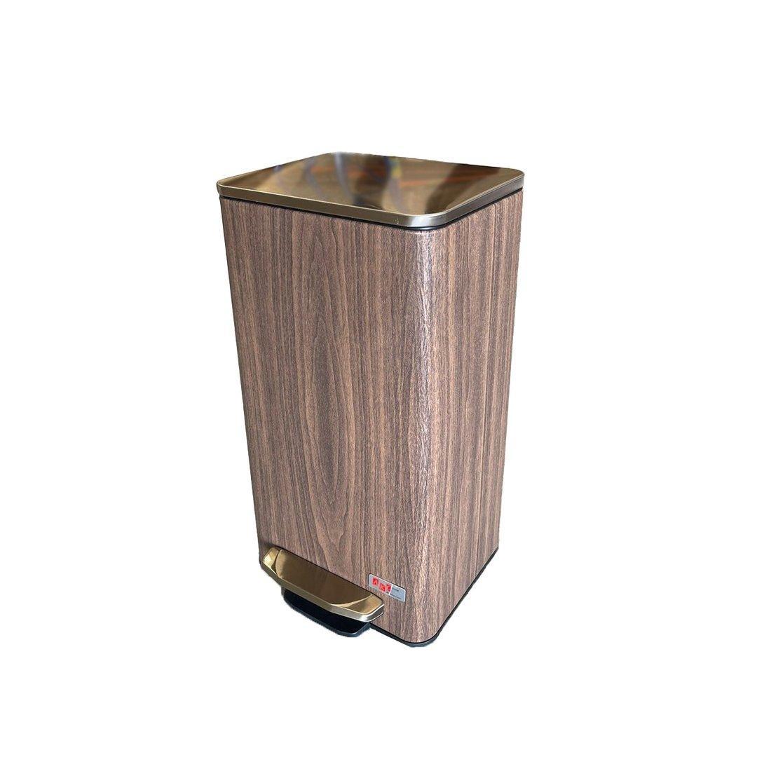 Buy LEATHER COATED STEEL BIN WITH PLASTIC LINER AND SLOW MOTION CLOSING  BROWN 9 LITERS from Kaddah Cleaning Equipment in UAE
