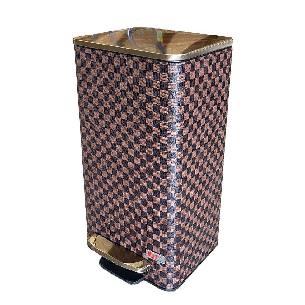 Buy LEATHER COATED STEEL BIN WITH PLASTIC LINER AND SLOW MOTION CLOSING GOLD 12 LITERS from Kaddah Cleaning Equipment in UAE