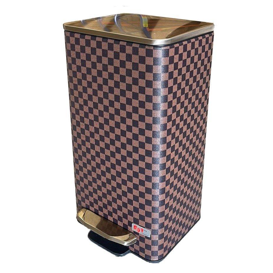 Buy LEATHER COATED STEEL BIN WITH PLASTIC LINER AND SLOW MOTION CLOSING GOLD 21 LITERS from Kaddah Cleaning Equipment in UAE