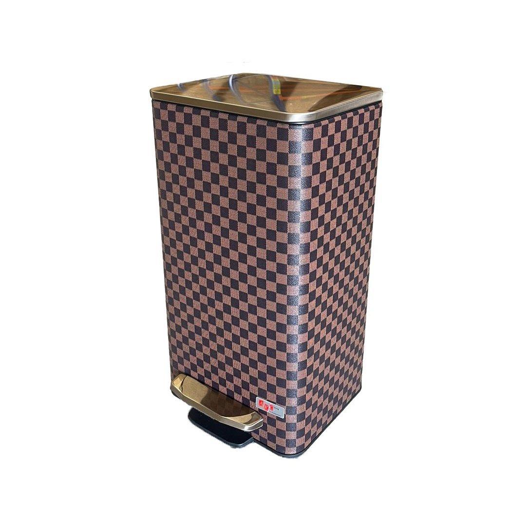 Buy LEATHER COATED STEEL BIN WITH PLASTIC LINER AND SLOW MOTION CLOSING GOLD 9 LITERS from Kaddah Cleaning Equipment in UAE