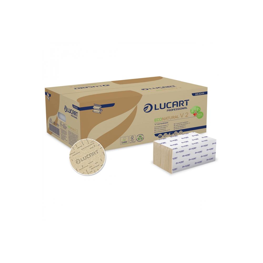 Lucart V-Fold Eco Natural Tissue Paper Brown 2Ply 190 Sheets - Cleaning in UAE Marketplace