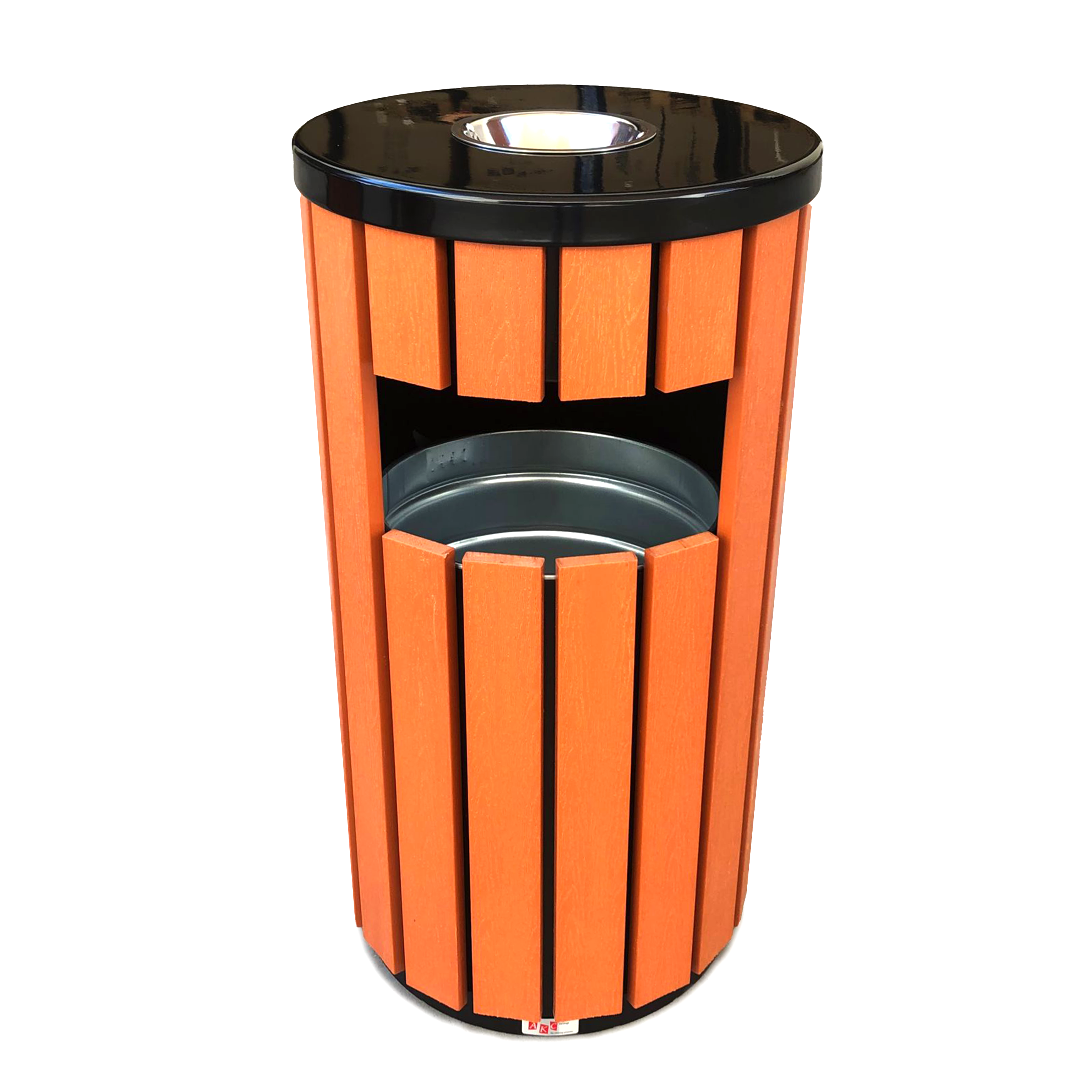 Buy METAL ROUND ASHTRAY BIN WITH PLASTIC WOOD BAR | 18LTR from Kaddah Cleaning Equipment in UAE