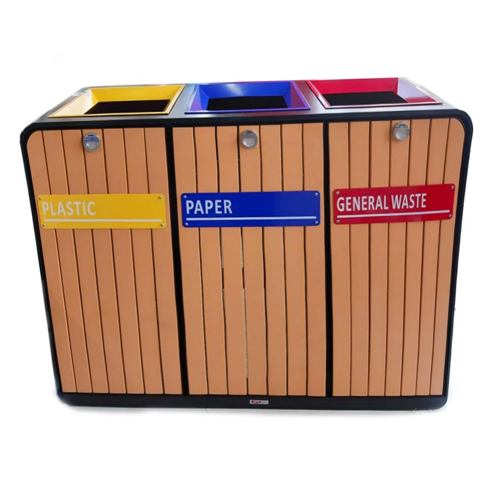 Buy OUTDOOR STEEL WOOD TRASH CAN from Kaddah Cleaning Equipment in UAE