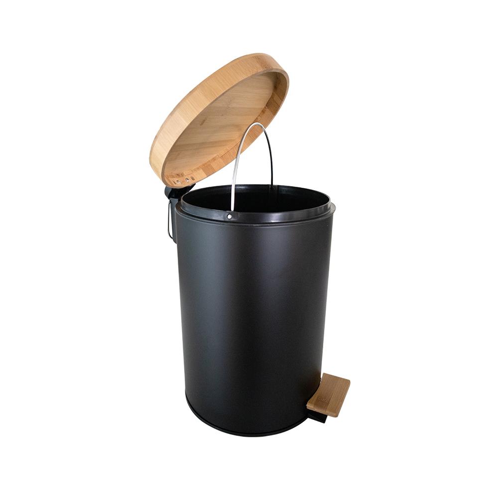 Buy PEDAL BIN WITH BAMBOO LID 12 L BLACK from Kaddah Cleaning Equipment in UAE