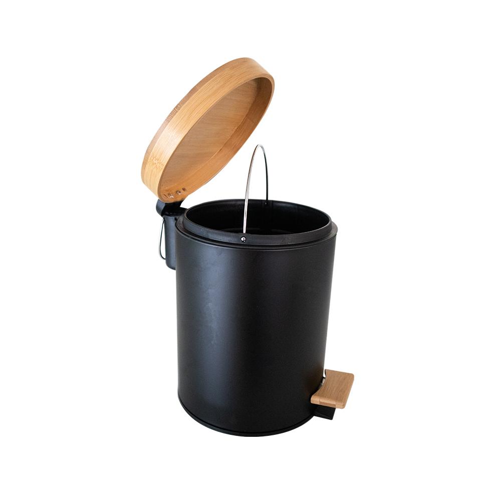 Buy PEDAL BIN WITH BAMBOO LID 5 L BLACK from Kaddah Cleaning Equipment in UAE