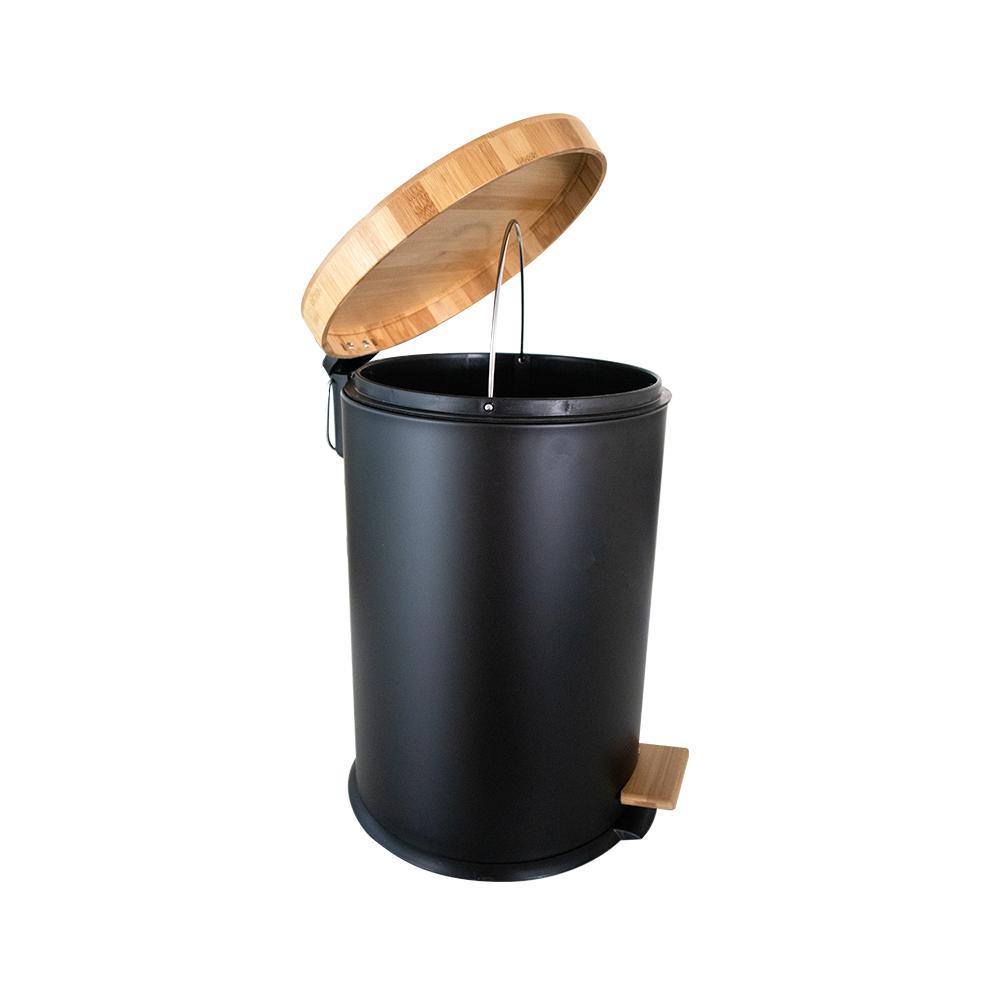 Buy PEDAL BIN WITH BAMBOO LID SOFT CLOSE 20 L BLACK from Kaddah Cleaning Equipment in UAE