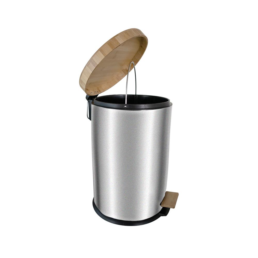Buy PEDAL BIN WITH BAMBOO LID SOFT CLOSE 20 L SILVER from Kaddah Cleaning Equipment in UAE