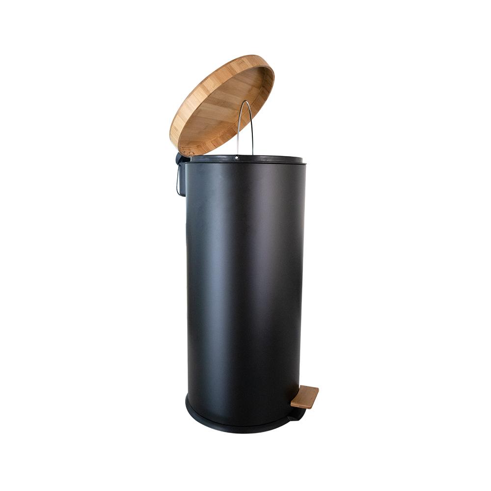 Buy PEDAL BIN WITH BAMBOO LID SOFT CLOSE 30 L BLACK from Kaddah Cleaning Equipment in UAE