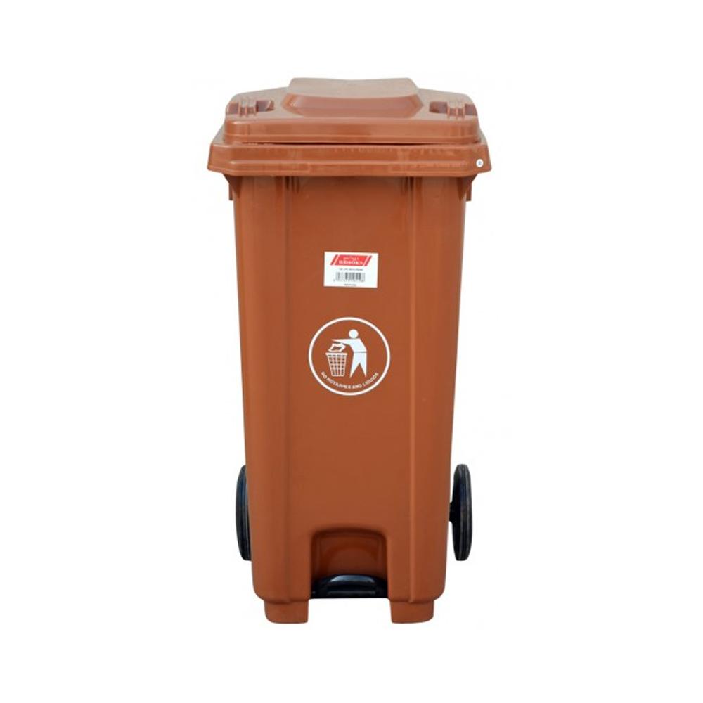 Buy PLASTIC GARBAGE BIN | 120LTR | BROWN from Kaddah Cleaning Equipment in UAE