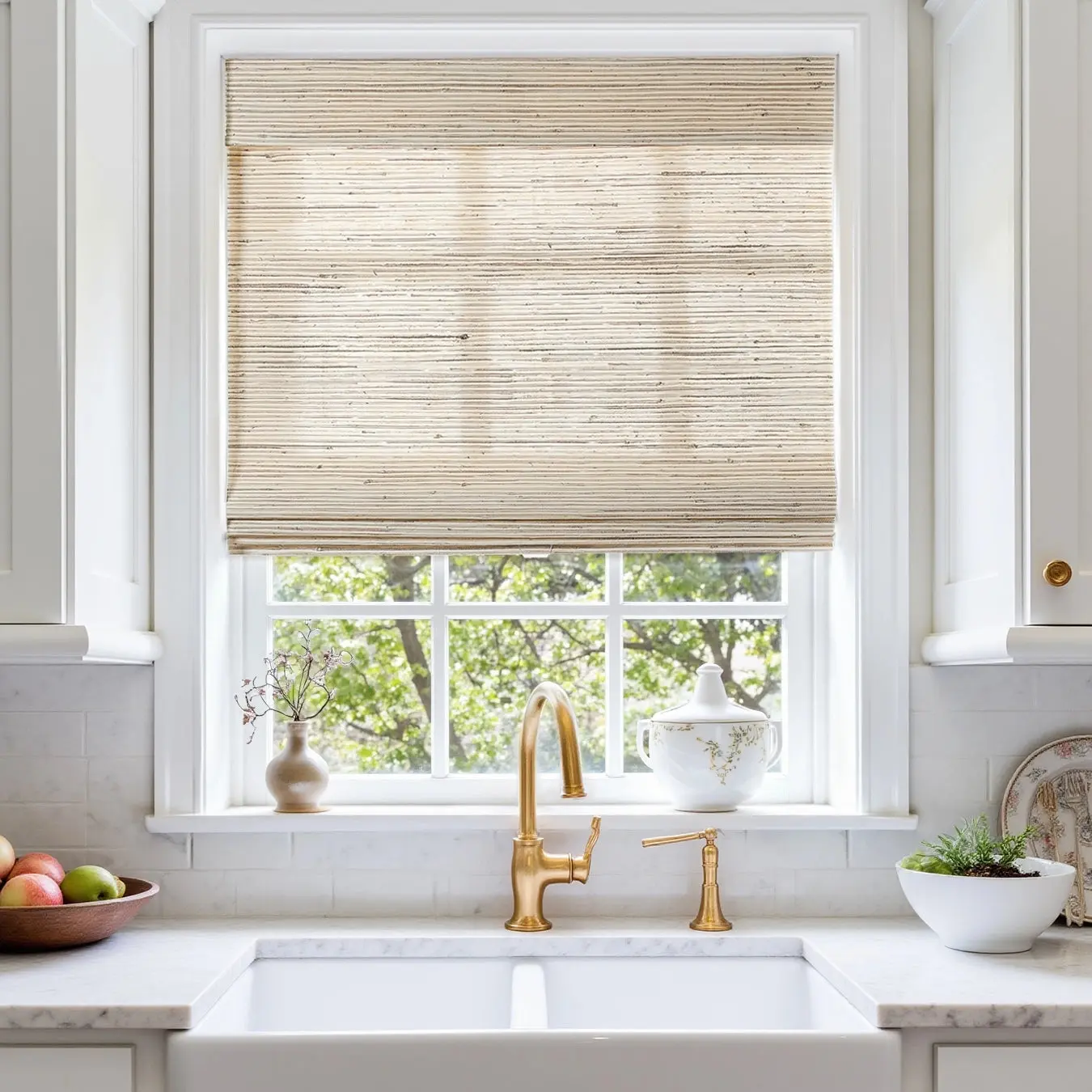 Ramie Bamboo Woven Shade – Beige Brown - Interiors in UAE Marketplace