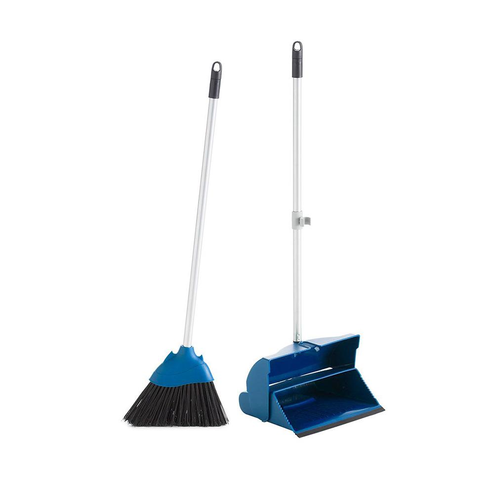 Buy SET FOLDABLE LONG HANDLE DUSTPAN + BROOM WITH HANDLE BLUE COLOR from Kaddah Cleaning Equipment in UAE
