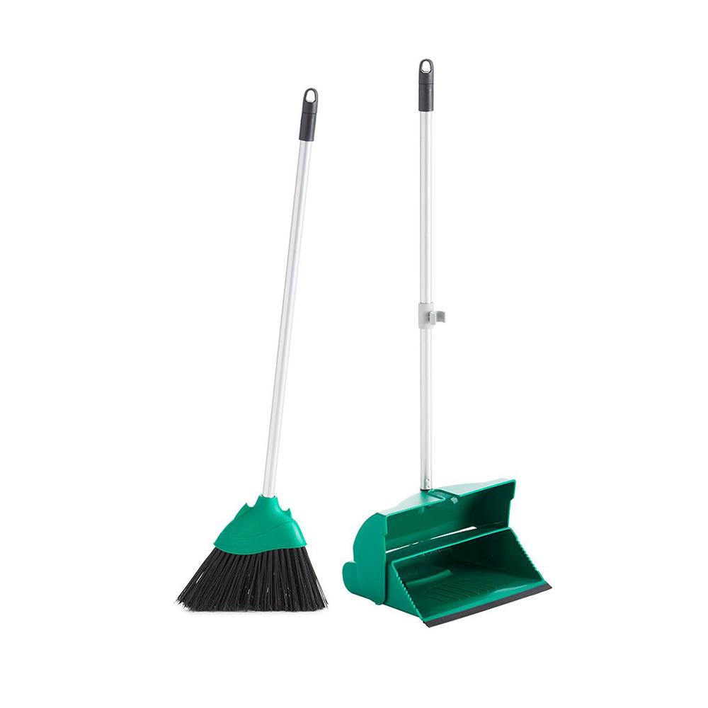 Buy SET FOLDABLE LONG HANDLE DUSTPAN + BROOM WITH HANDLE GREEN COLOR from Kaddah Cleaning Equipment in UAE