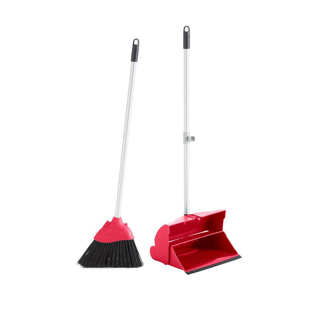 Buy SET FOLDABLE LONG HANDLE DUSTPAN + BROOM WITH HANDLE RED COLOR from Kaddah Cleaning Equipment in UAE
