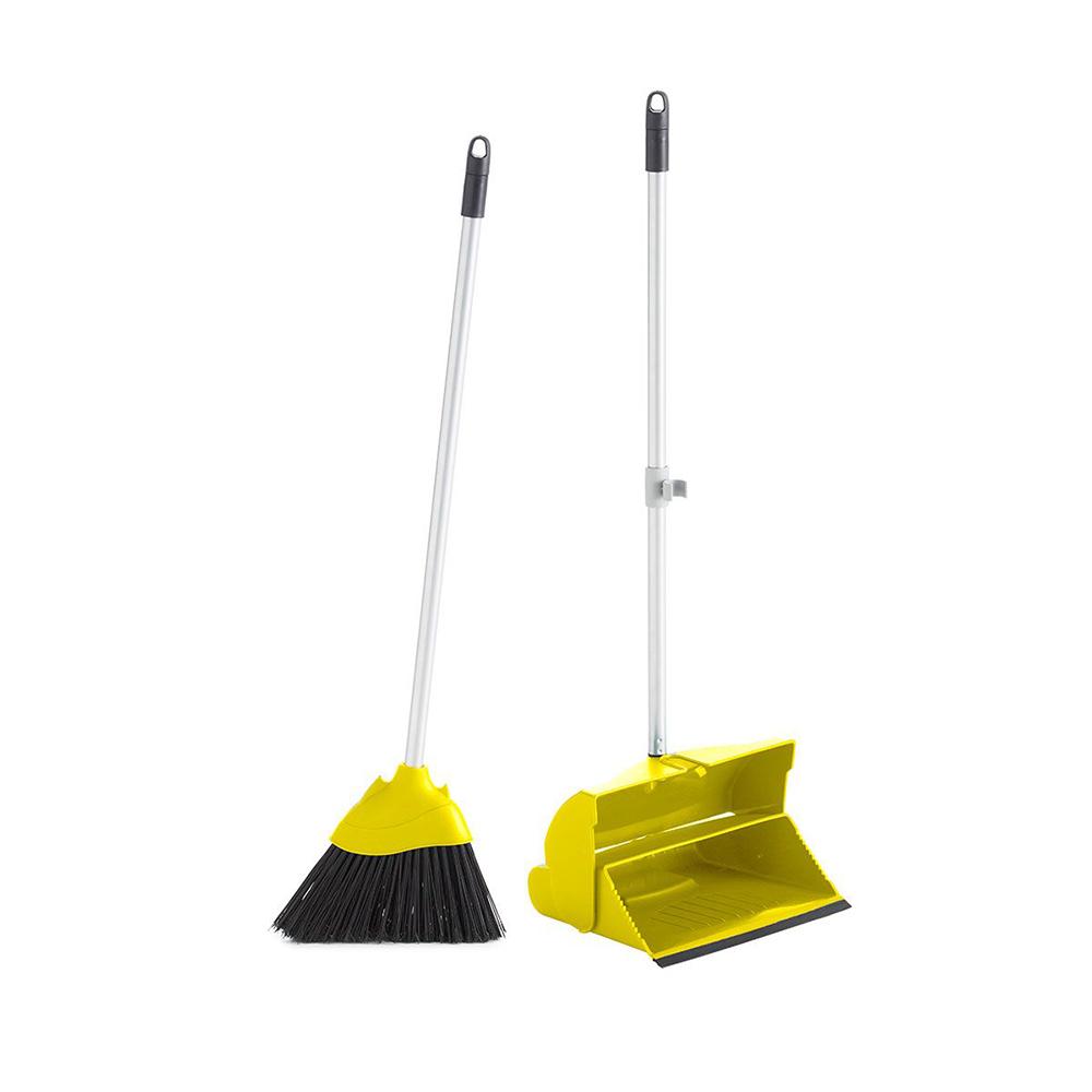 Buy SET FOLDABLE LONG HANDLE DUSTPAN + BROOM WITH HANDLE YELLOW COLOR from Kaddah Cleaning Equipment in UAE