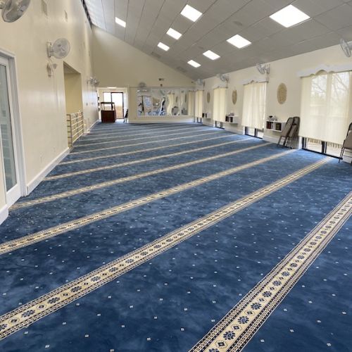 Silky Blue Border Masjid Carpet - Interiors in UAE Marketplace