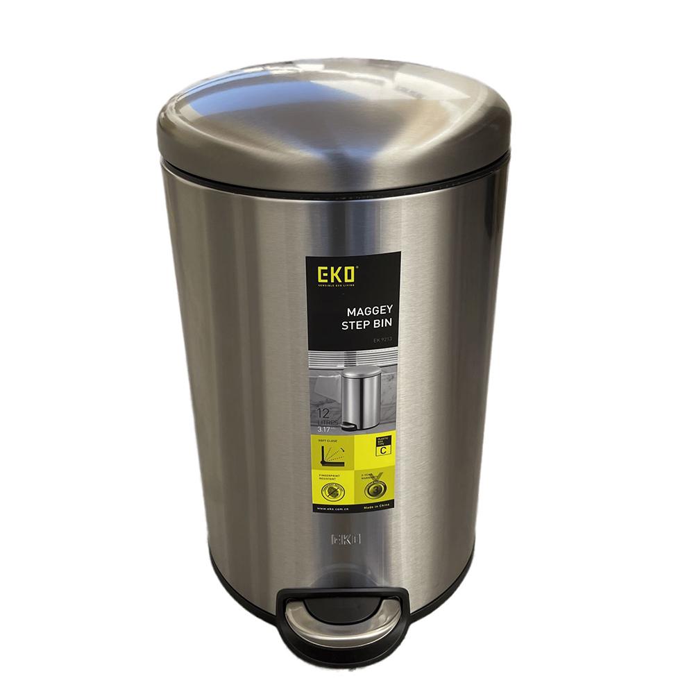 Buy SOFT CLOSE S/S STEP BIN BRUSHED FINGERPRINT PROOF FINISH 12 LITER from Kaddah Cleaning Equipment in UAE