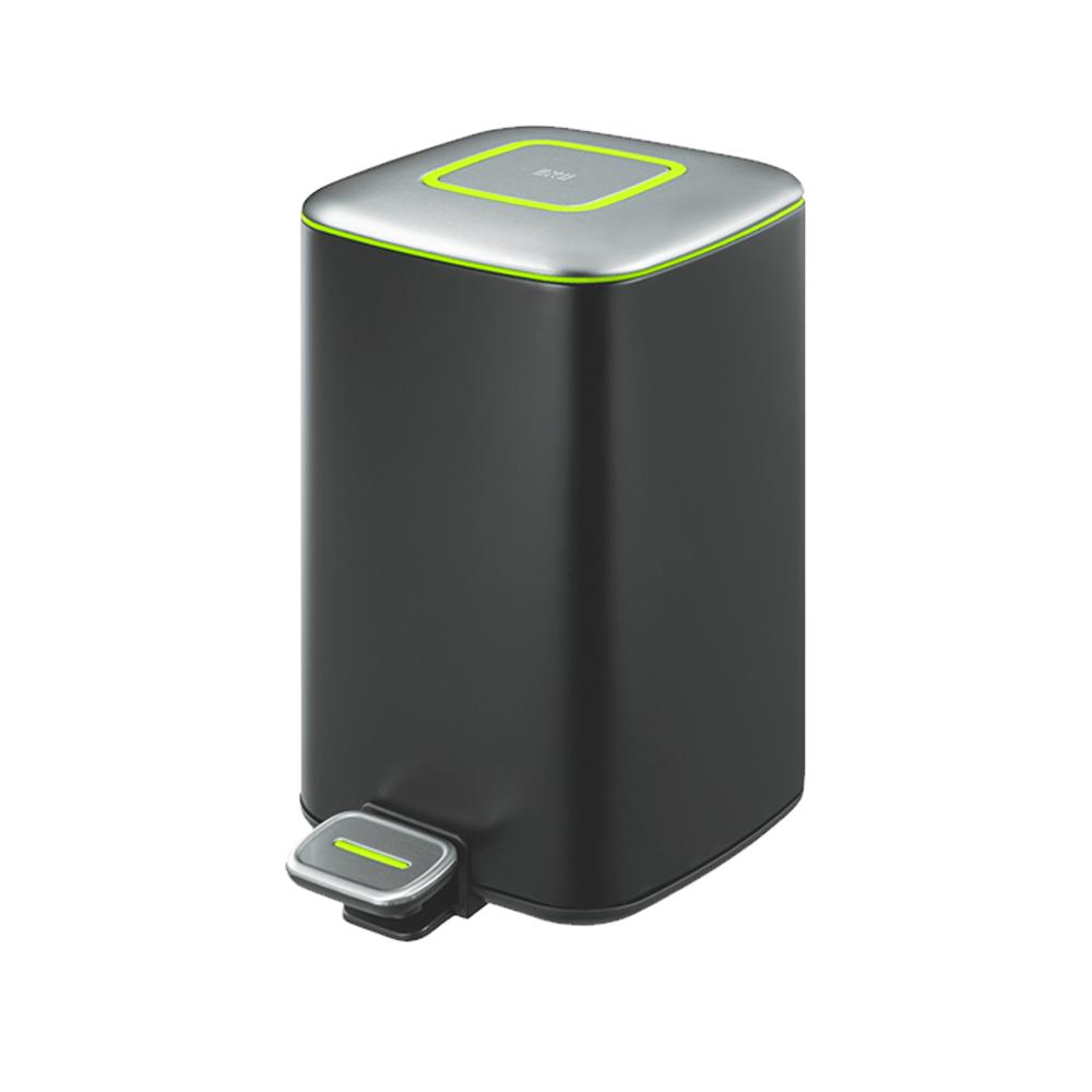 Buy SQUARE STEP TRASH BIN WITH SOFT CLOSING LID BLACK 6 LITER from Kaddah Cleaning Equipment in UAE