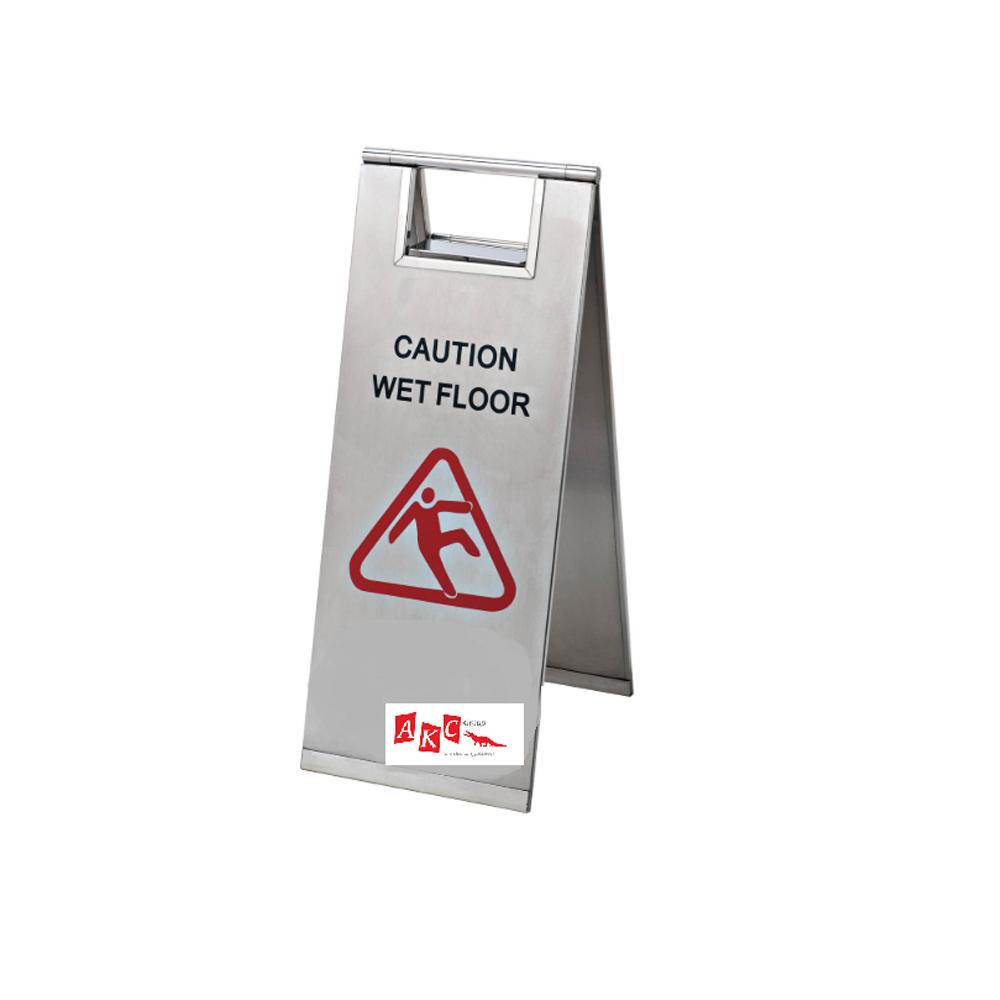 Buy STAINLESS STEEL CAUTION WET SIGN BOARD from Kaddah Cleaning Equipment in UAE