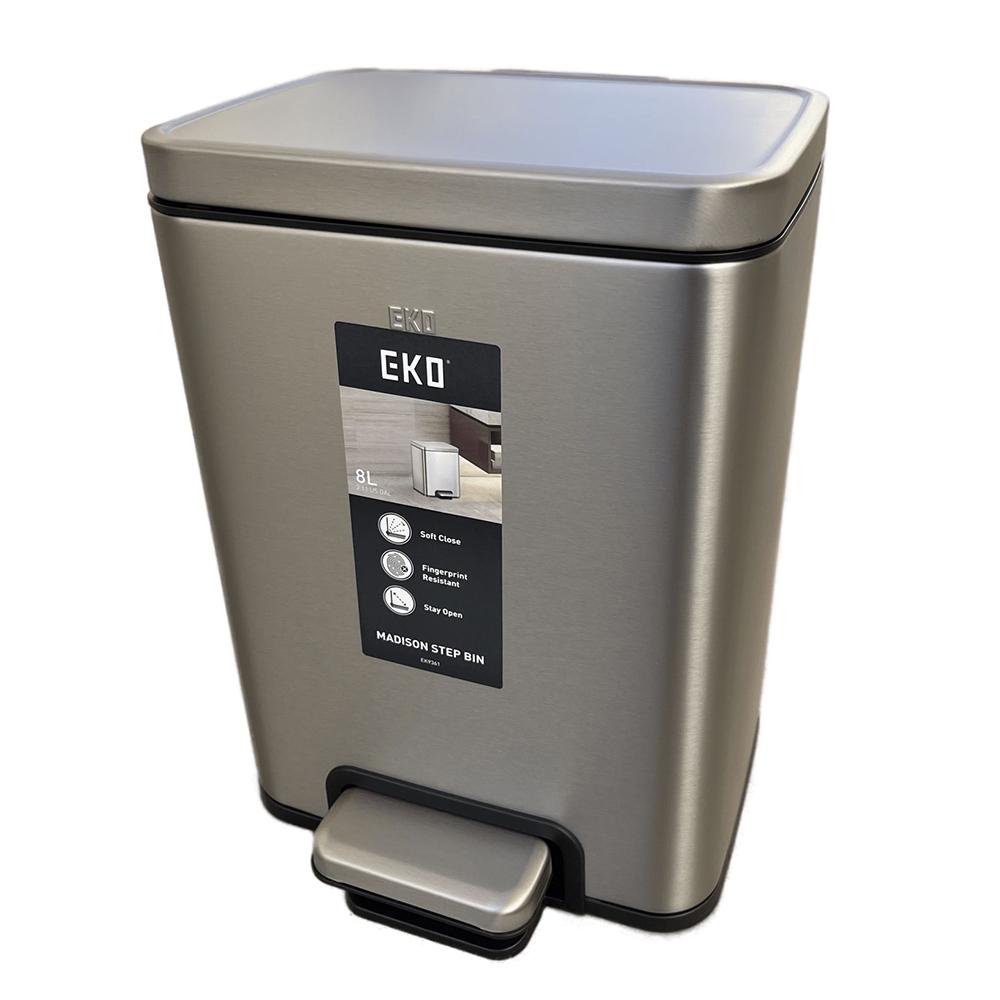 Buy STAINLESS STEEL PEDAL TRASH BIN, 8 LITERS, SILVER from Kaddah Cleaning Equipment in UAE