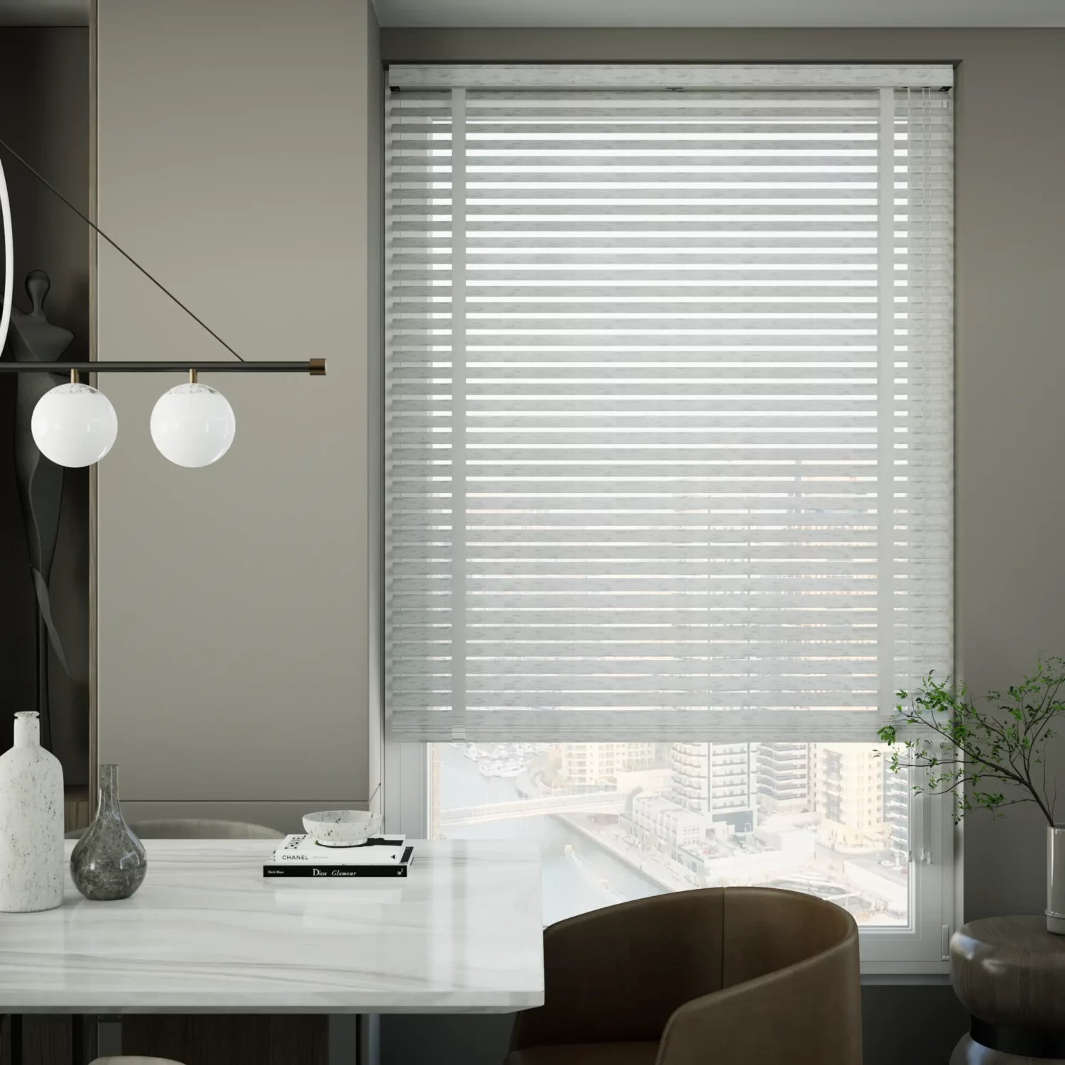 White Biowood Wooden Venetian Blinds - Interiors in UAE Marketplace